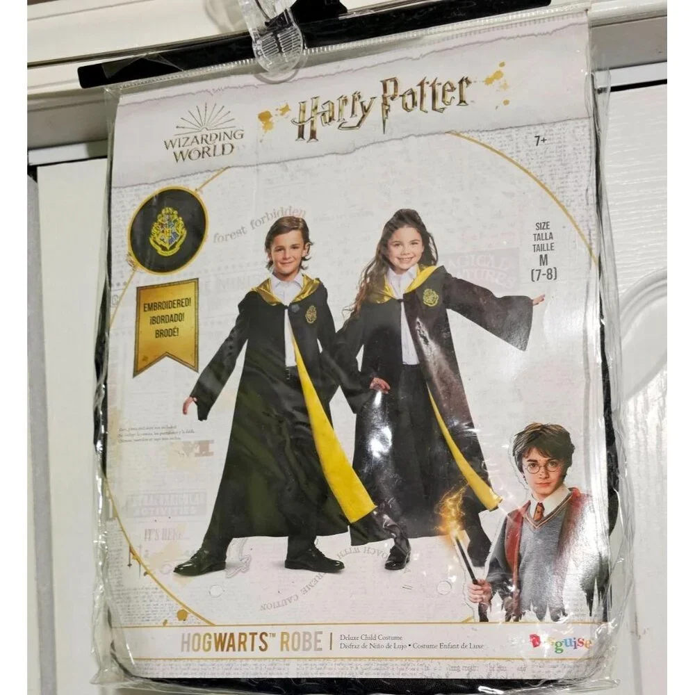 Harry Potter Hogwarts Kids Costume 7-8 Robe House Crests Hufflepuff Disguise